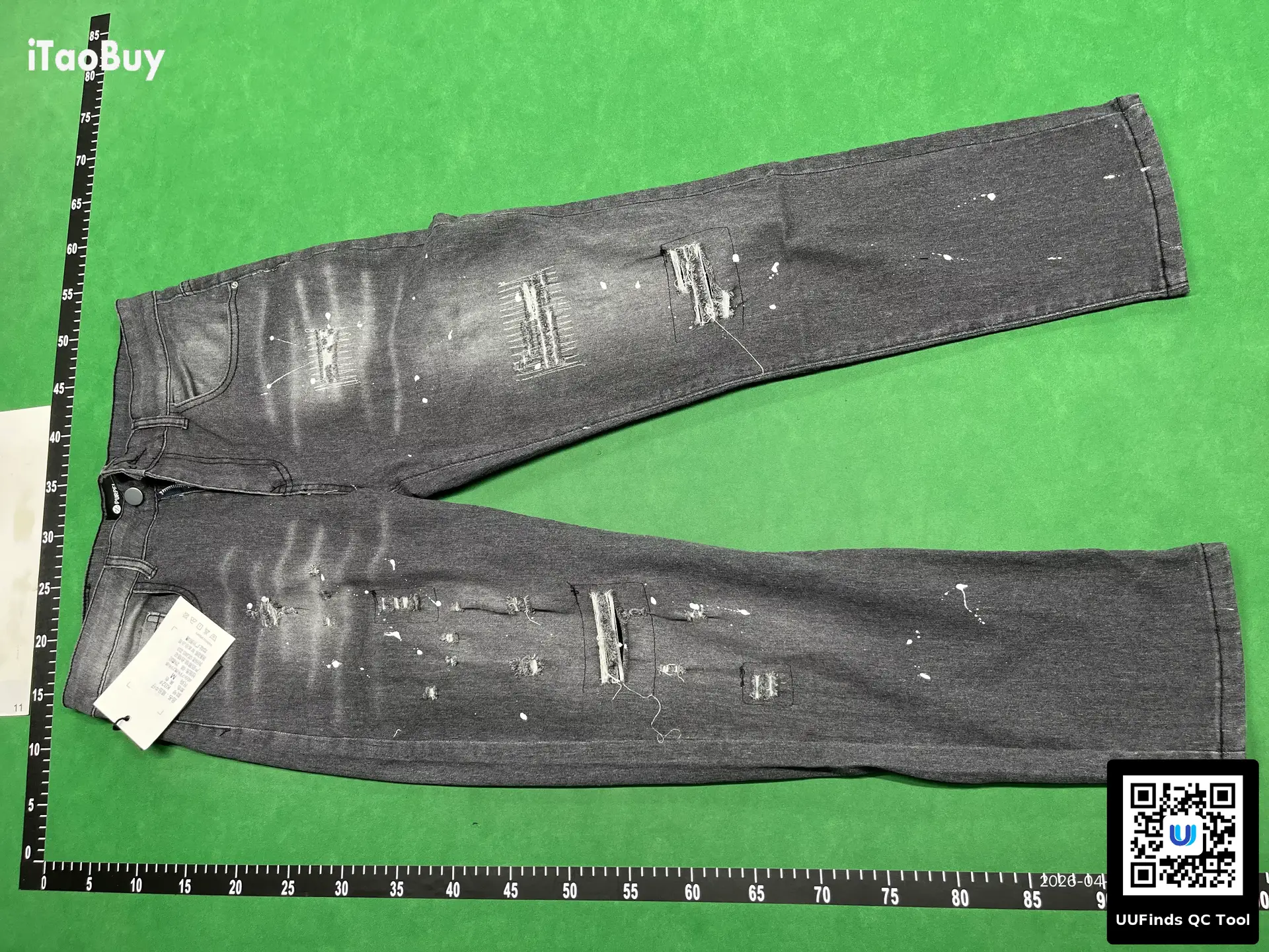 Purple Brand Men's Dark Grey Distressed Paint Splatter Skinny Jeans