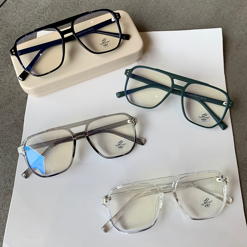 New Style Optical Glasses Frame Men's Trendy Retro Myopia Frame Frame with Double Beam Box Anti-blue Glasses