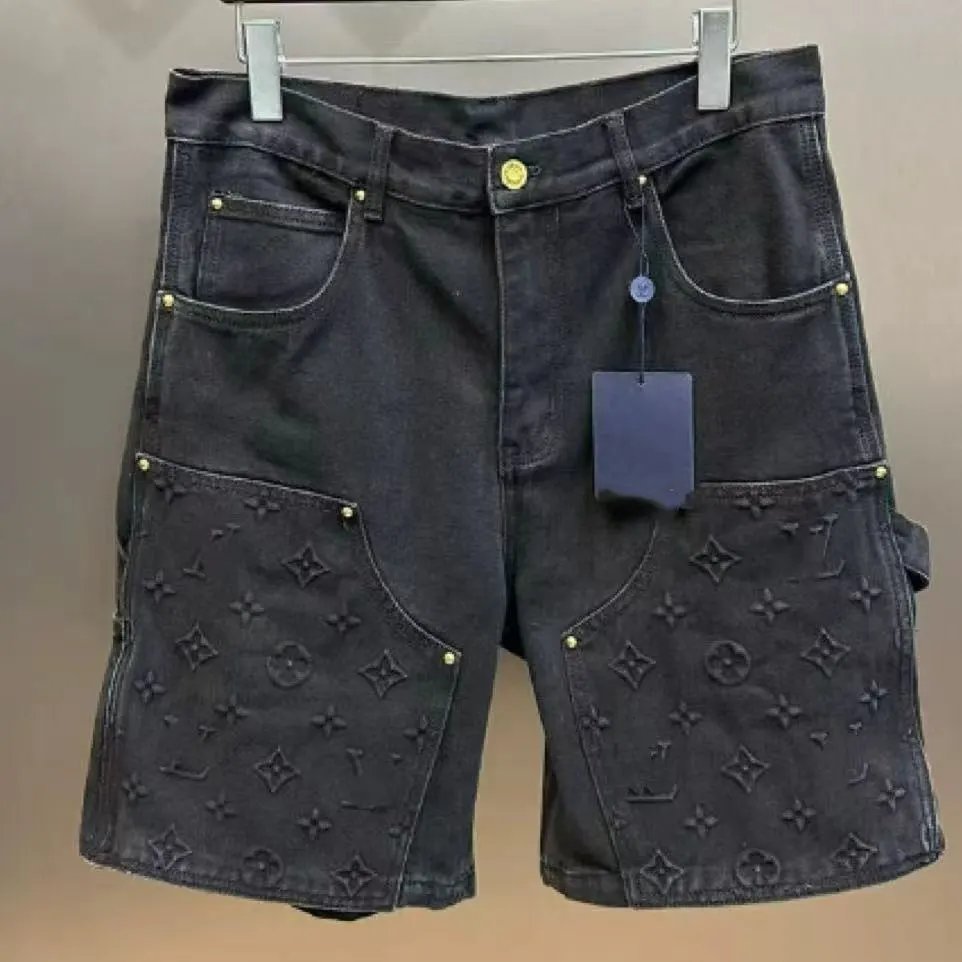 l.v 春夏新款重工牛仔工装短裤男女休闲款式