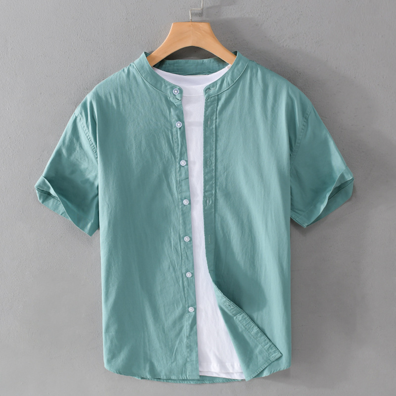Men's Casual Short-Sleeved Oxford Shirt, Thin, Comfortable and Versatile, Youth Pure Cotton, Cool and Simple Top 305