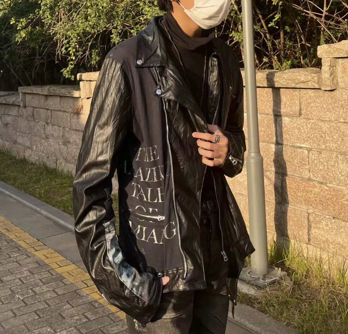 『 In Stock 』Autonomous Undercovert Series Zipper Motorcycle Patchwork Leather Jacket jacket