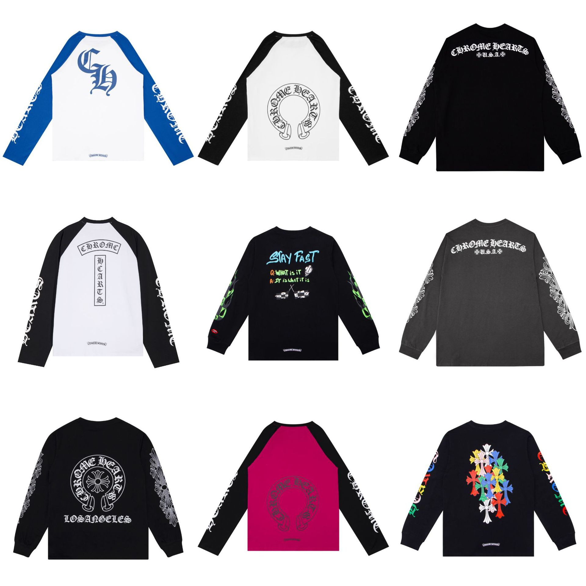 Cross-Border Trendy Brand Chrome Heart Long-Sleeved T-Shirt, Pure Cotton, Unisex, Loose Fit, in Stock for Wholesale QC-foto från 1688 på Qualit.ly