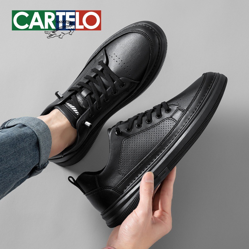 Cardile Crocodile Genuine Leather Breathable Trendy Shoes Versatile Cut Out Casual Sneakers 2025 New Spring Slip-On Men's Shoes
