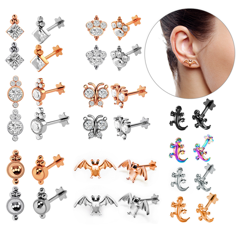 Europe and the United States exquisite zircon earrings ear bone thigh lip nail piercing jewelry