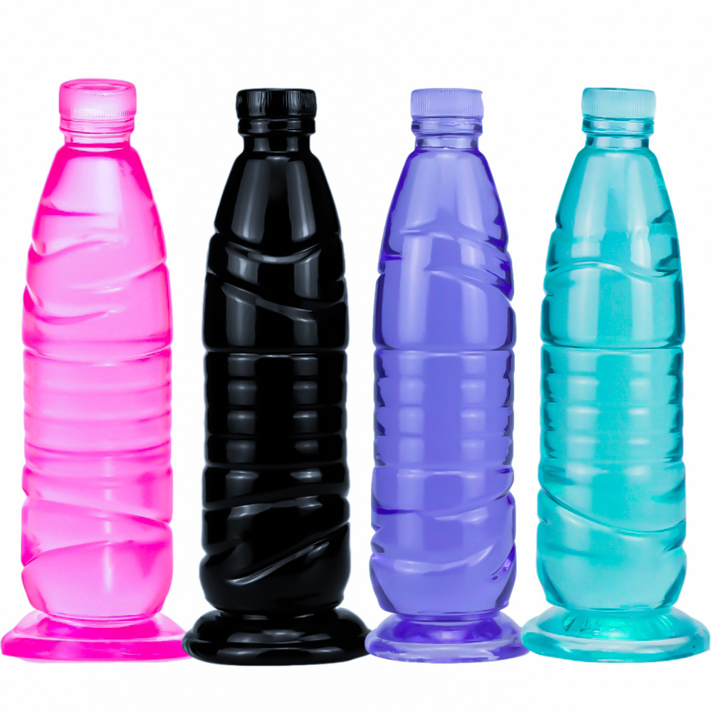 Mineral water bottle shaped artificial large penis for men and women with anal dilatation posterior anal plug dildo transparent crystal masturbation device