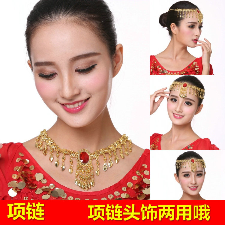 New style all-match dance accessories Indian dance costume necklace headdress belly dance eyebrow pendant necklace single diamond headdress
