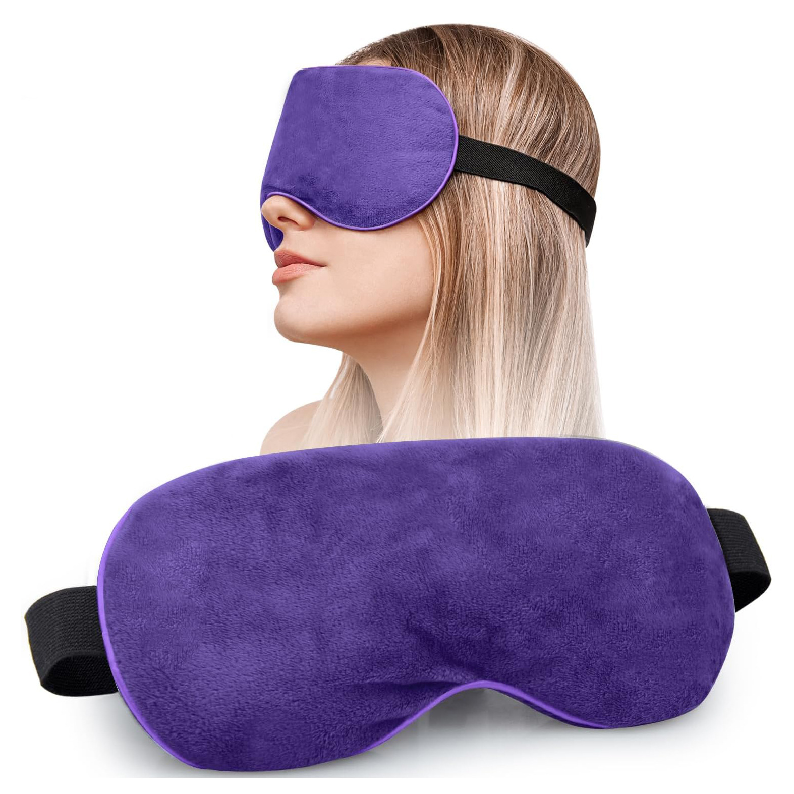 Microwave oven heating yoga eye pillow lavender flaxseed plush meditation sleep Velcro removable hot compress eye mask
