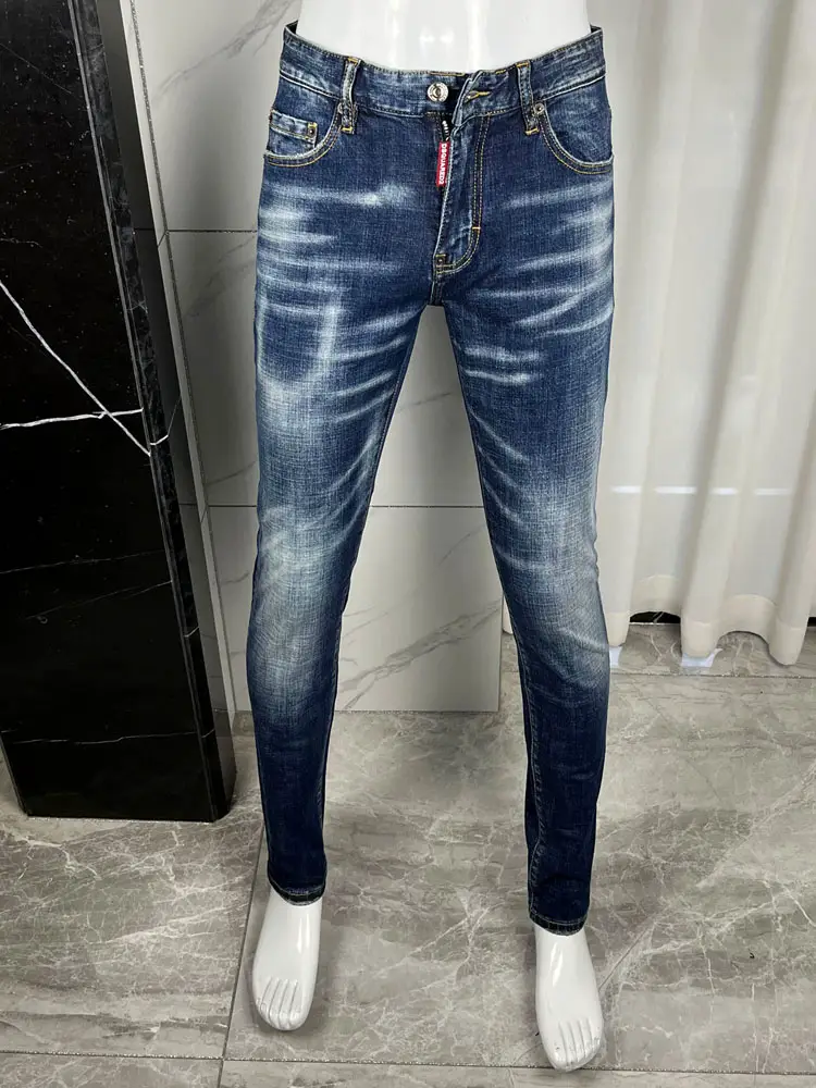 new light luxury high-end D2 jeans men DSQ2 elastic slim comfortable dark blue washed youth 25 spring new four seasons
