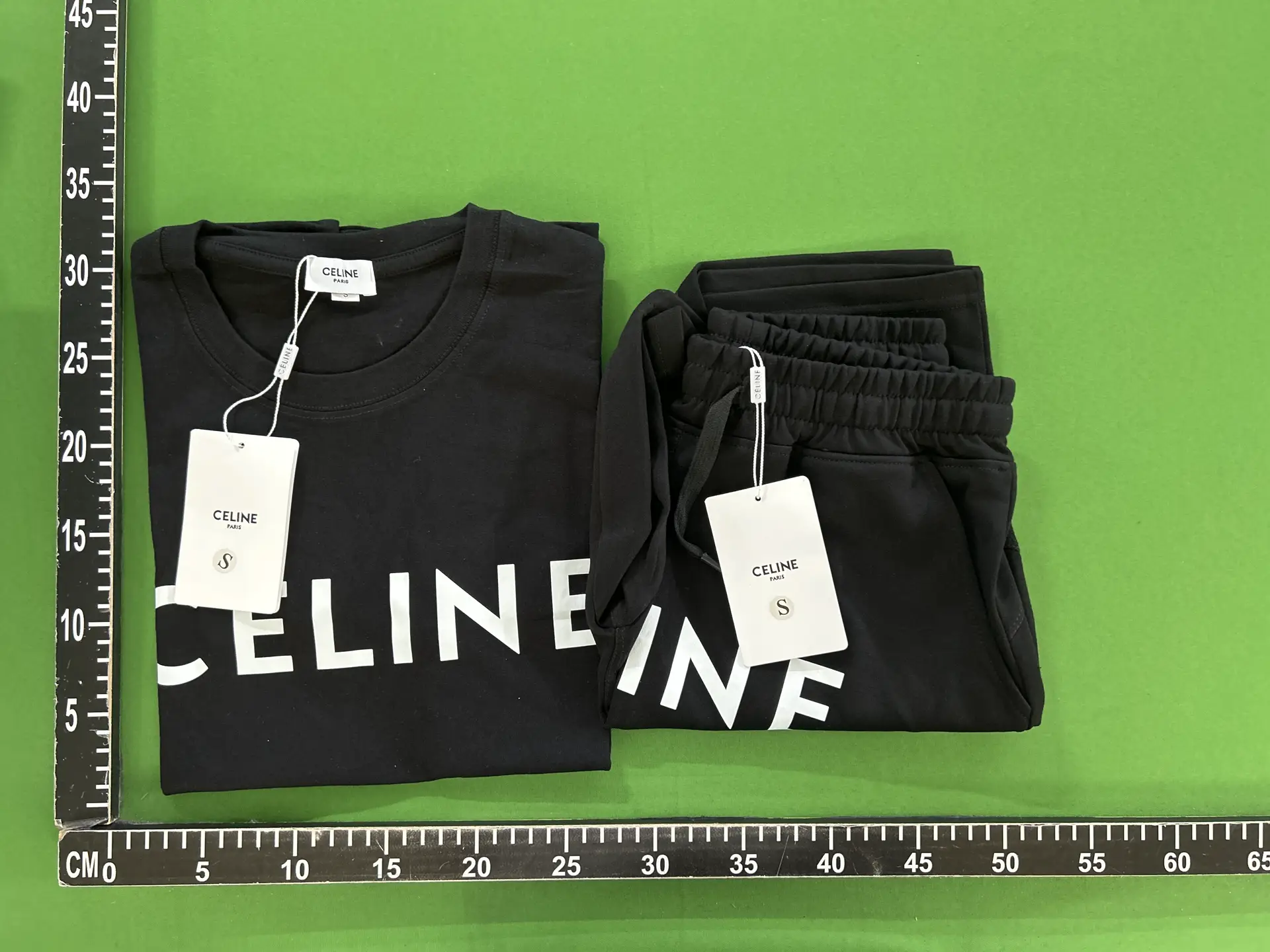 CELINE Paris Black Logo T-Shirt and Shorts Set