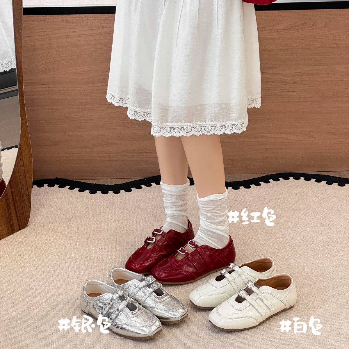 Ballet-Style Mary Jane Shoes for Women 2026 New Spring and Summer Double Buckle Strap Shallow Flat Versatile Comfortable Casual Shoes