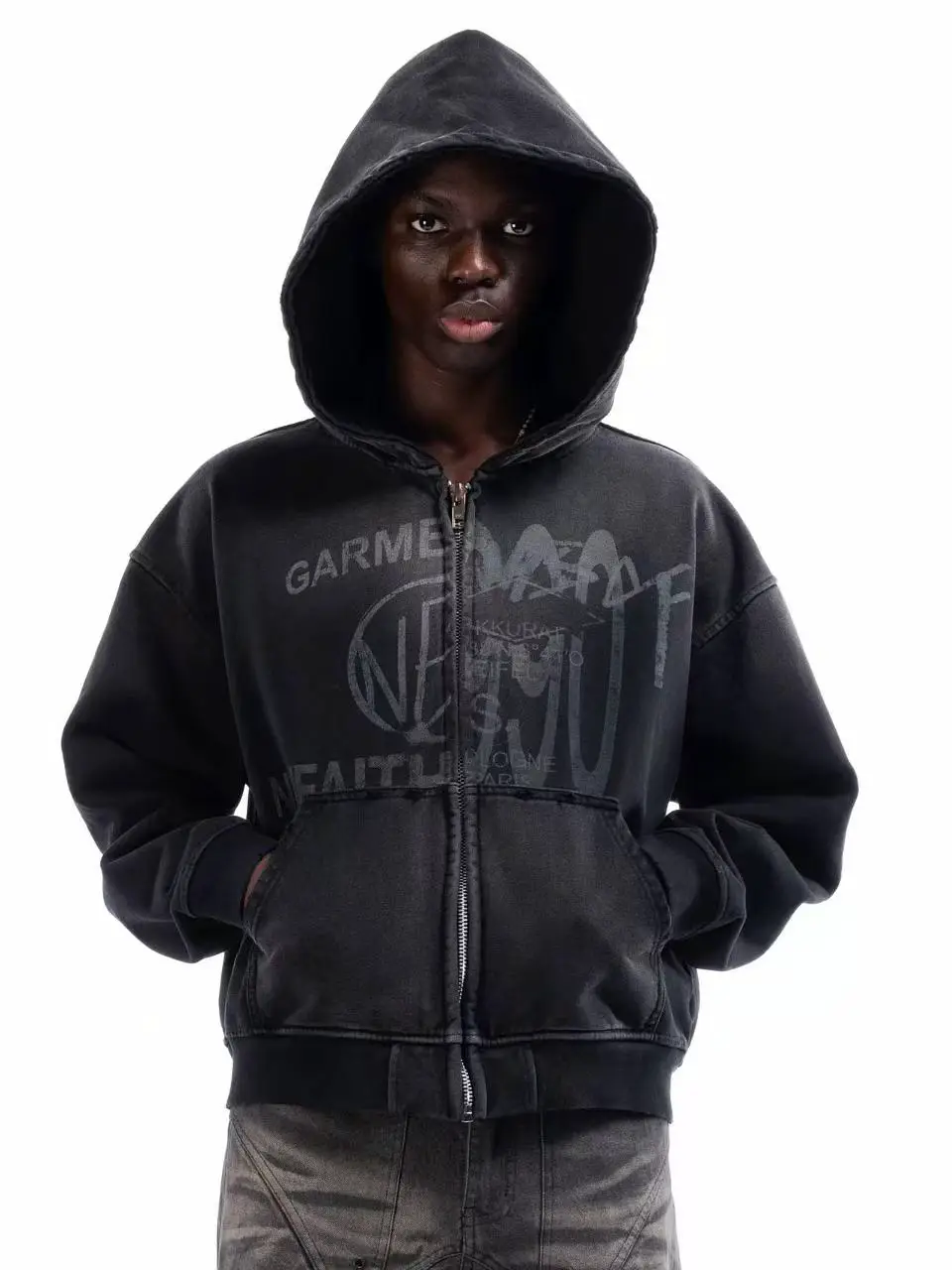 European and American Trendy Brand Hooded Sweatshirt for Men, 2026 Autumn and Winter New Short Slim-Fit Versatile Retro Hip-Hop Style Design Top
