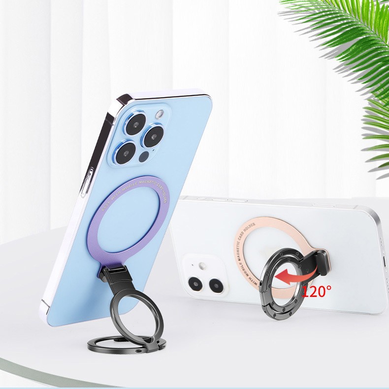 Magsafe Magnetic Adhesive Ring Holder Metal Ultra-Thin Portable Folding Dual-Ring Mobile Phone Holder Multi-Functional