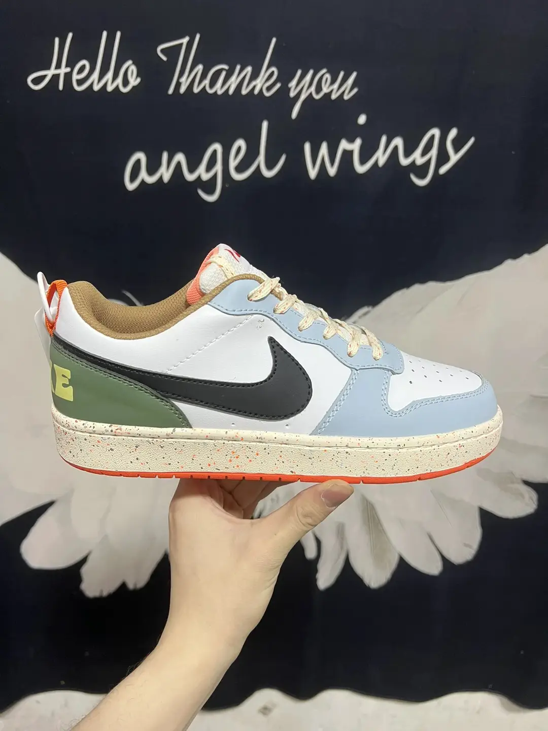 Factory Cash Out Super cost-effective Small Air Force Court Borough Low2 Men's and Women's Casual Athletic Board Shoes. White blue green