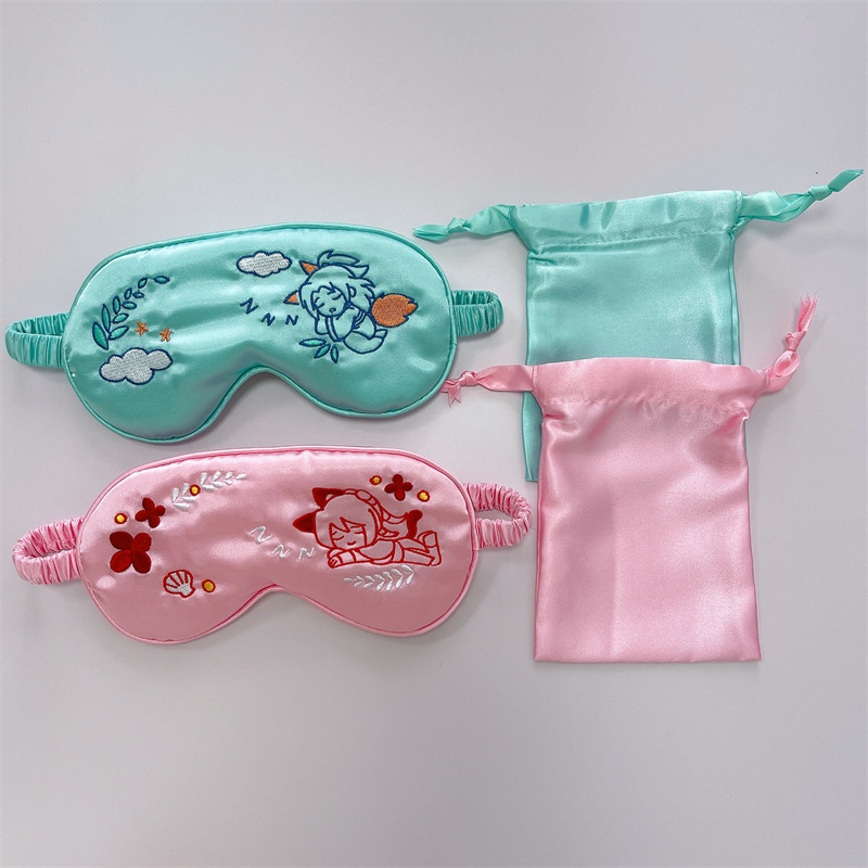 Cartoon Animation Children's Silk Eye Mask Imitation Mulberry Silk Student Nap Breathable Eye Mask suit in stock