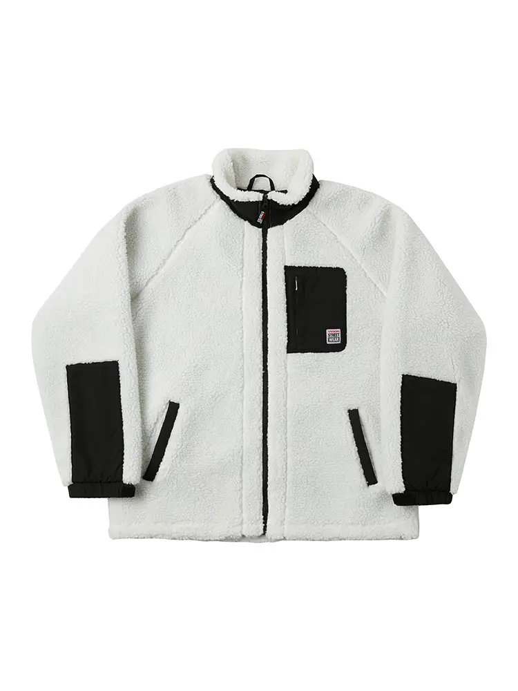 Vision Official Retro Street Contrast Imitation Cashmere Outdoor Sports and Leisure Stand Collar Outwear Same Style for Men and Women