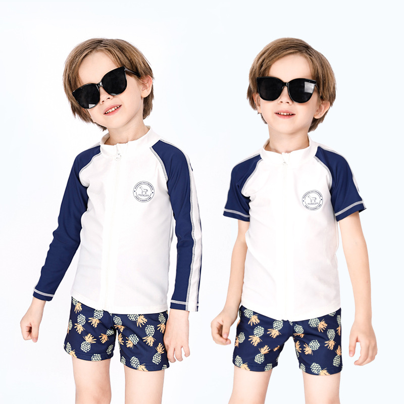 Children's Swimsuit Boy's Split Long Sleeve Beach Sun Protection Quick-drying Swimsuit Boy's Swimming Trunks Set Swimsuit