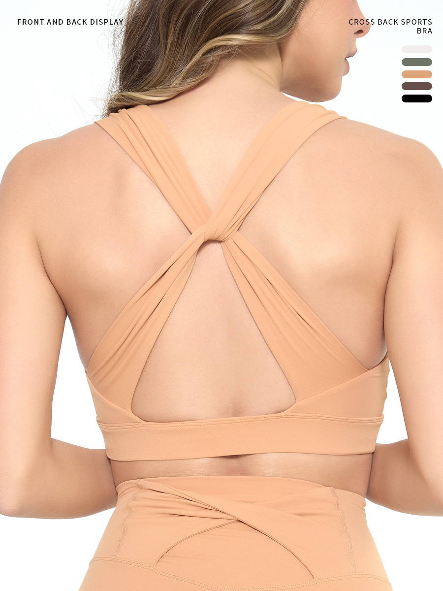 Cross Beauty Back Comfortable Fitness Sports Underwear Women's Yoga Bra Wide Shoulder Strap Collover Comfortable Breast Bra Summer New Product