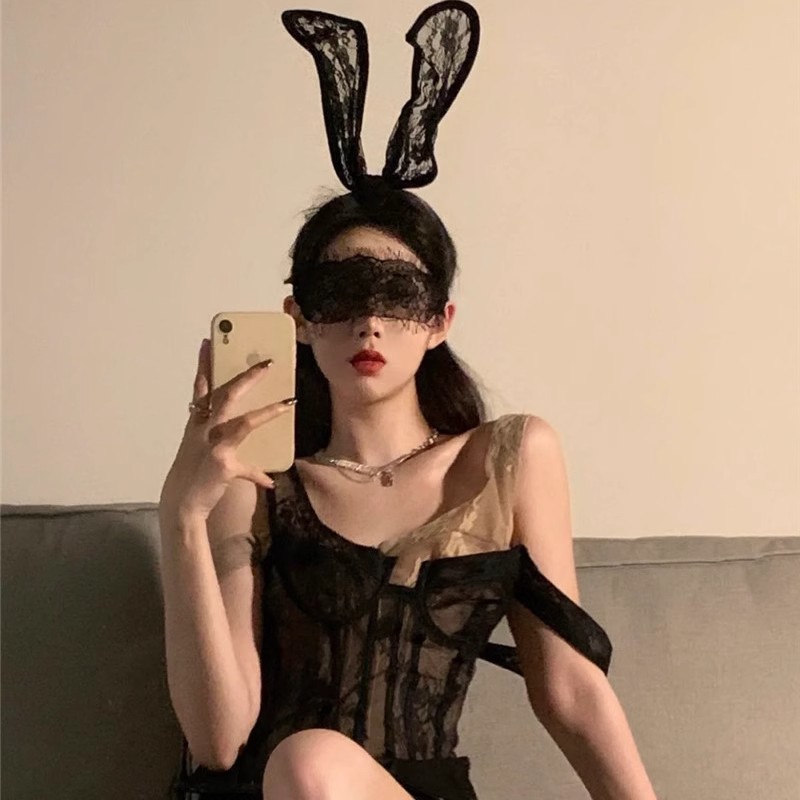 South Korea Sexy Oversized Rabbit Ears Hair Band Cyber Celebrity Face Wash Hair Card Lace Bunny Girl Headband Cos Makeup Headwear