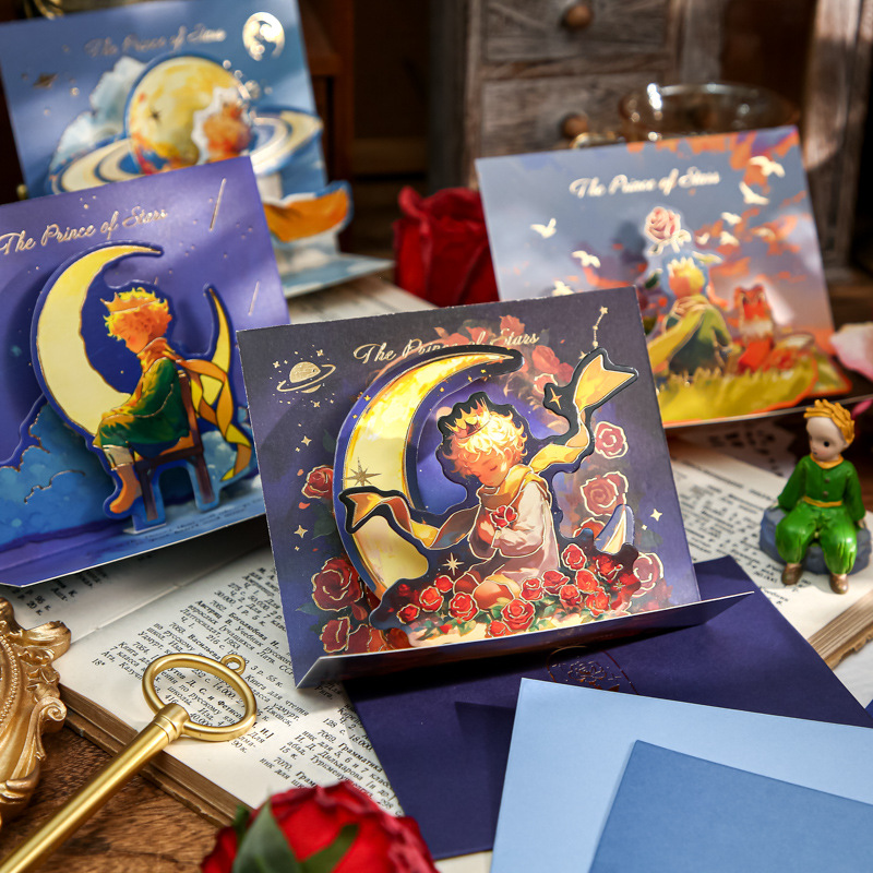 Mr. Paper Star Dream Prince Three-Dimensional Bronzing Greeting Card Warm Universe Series Birthday Blessings Commemorative Message Greeting Card