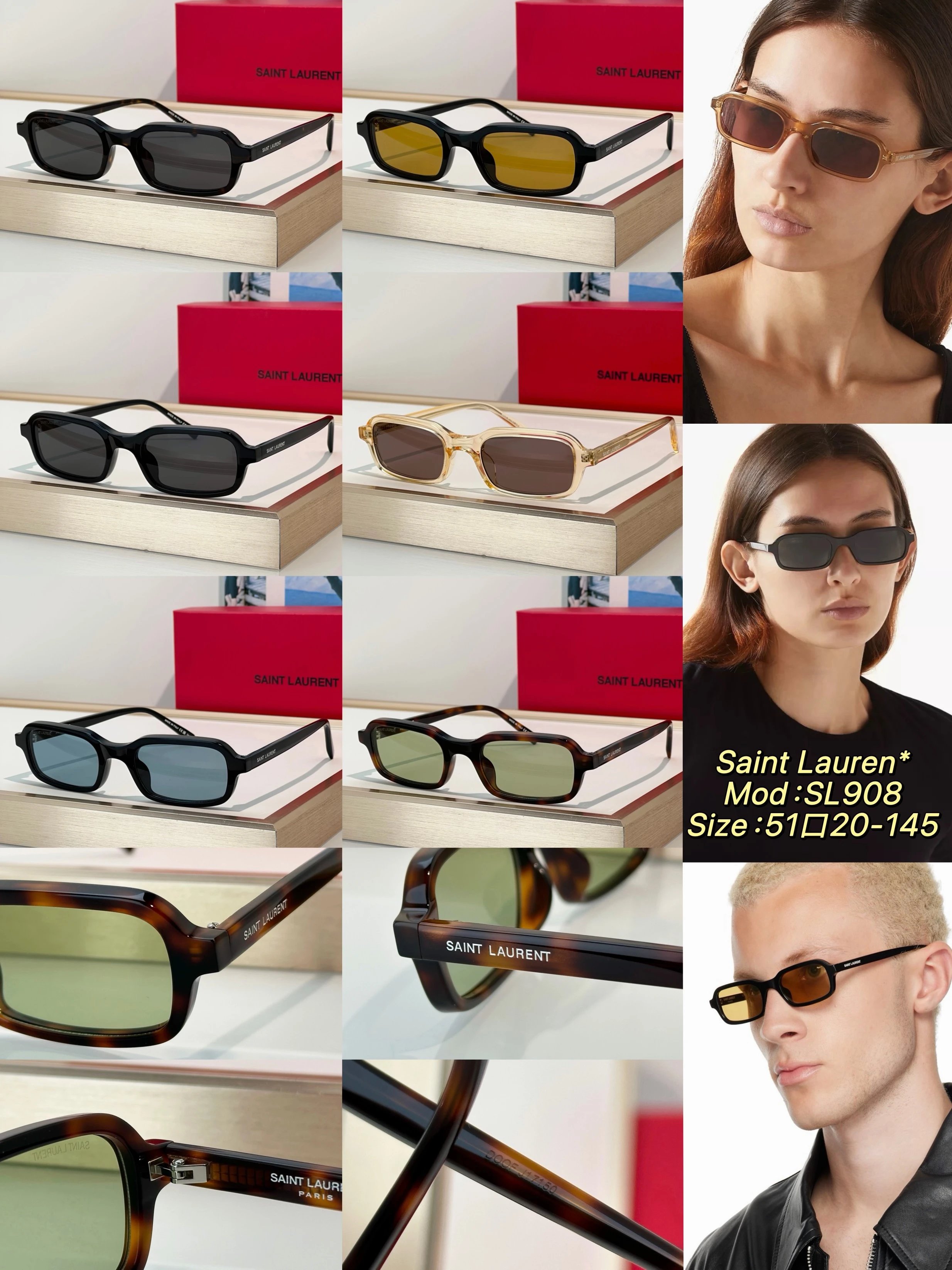 《原单》 Saint Laurent圣罗兰新款太阳镜🕶️墨镜 Mod：SL908 Size：51口20-145