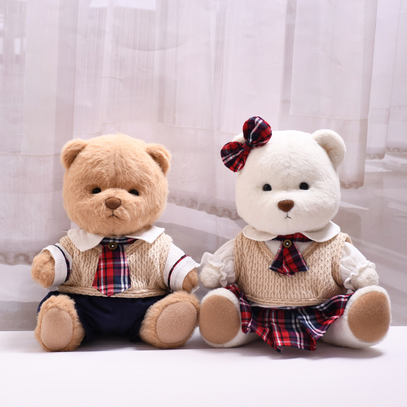 30cm Lena Jointed Bear Doll Student Uniform Tie Set Medium-Sized Bear Dress Outfit Replacement