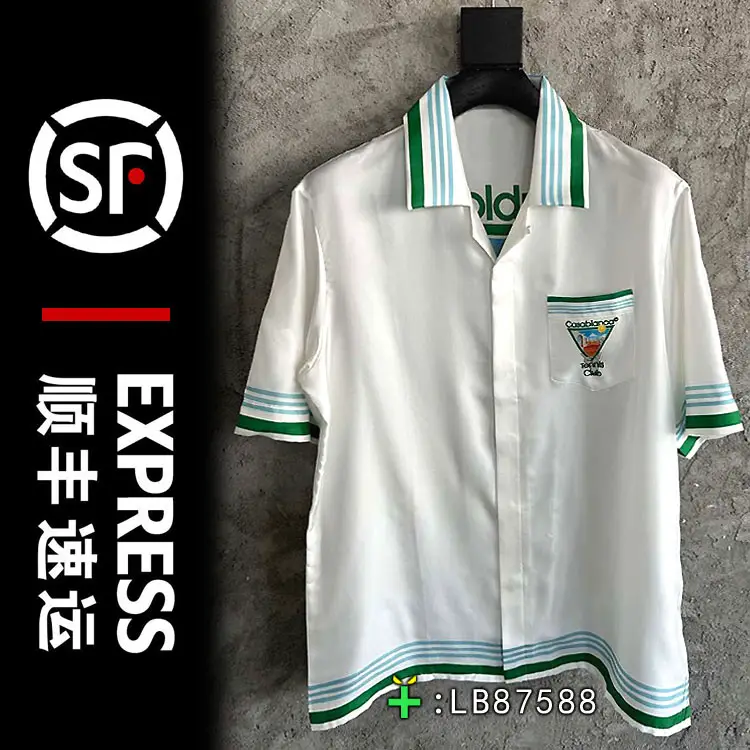 -Rms-Silk Prince Shirt Inverted Triangle Tennis Court Trophy Print Men and Women Retro Casa Short Sleeve shirt