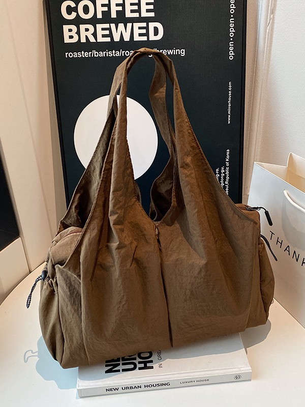 Fashionable Pleated Casual Multi-Pocket Large-Capacity Fabric Bag 2026 New Versatile Lightweight Tote Shoulder Bag