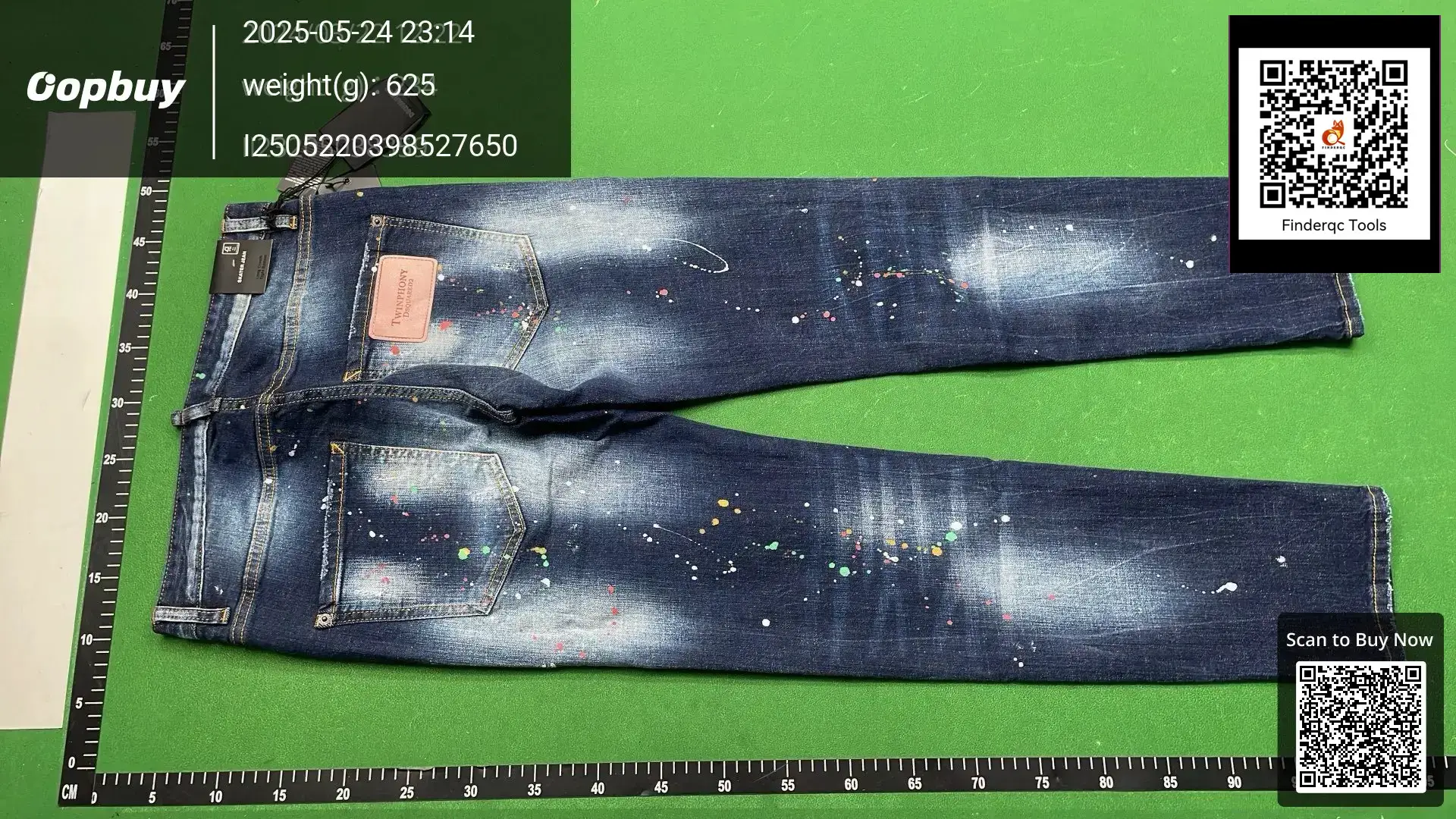 9892 2023D2 Men's Denim Pants Painted Italian Air-polished White Small Straight Leg Cross-border Trendy Jeans