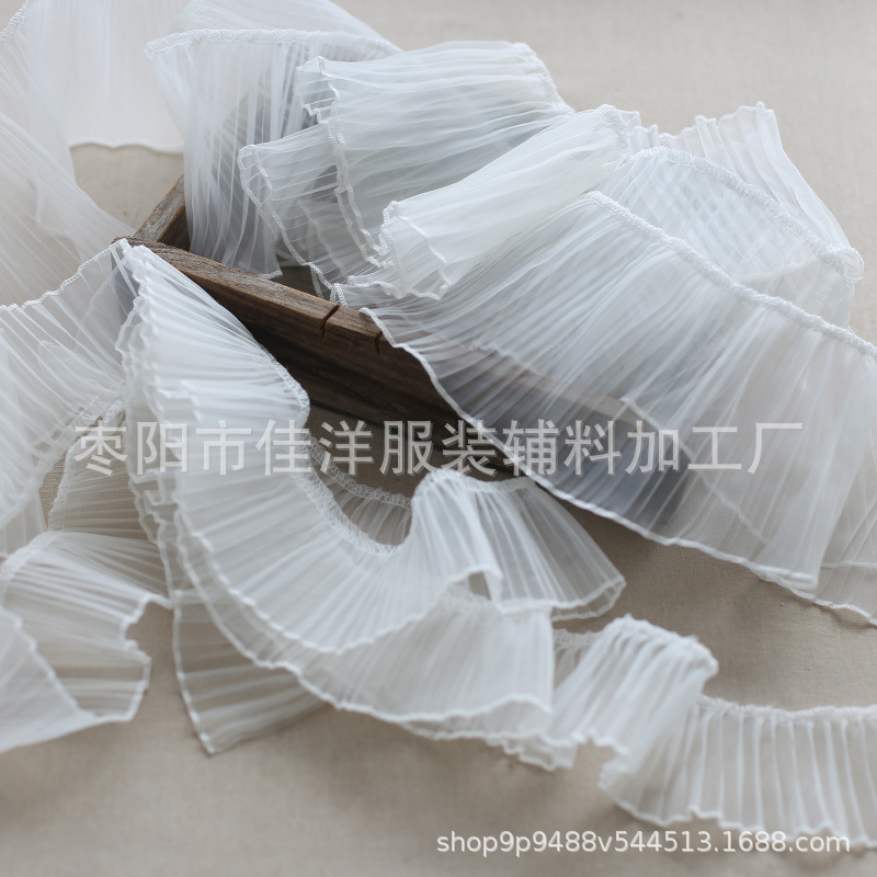 10CM wide organza lace high temperature crumpled pleated lace accessories lace diy lace cuff decorative edge