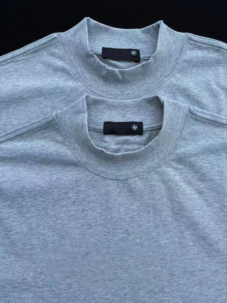 Ba-Style Small Neckline High-Neck Short-Sleeve T-Shirt for Men, Summer Drop-Shoulder Loose Casual Ins Versatile Top, Customizable