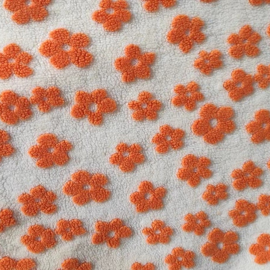 Lamb Wool Flower Jacquard Velvet Fabric Clothing Toys Pillows Shoes Hats Bags Sofa Fabrics