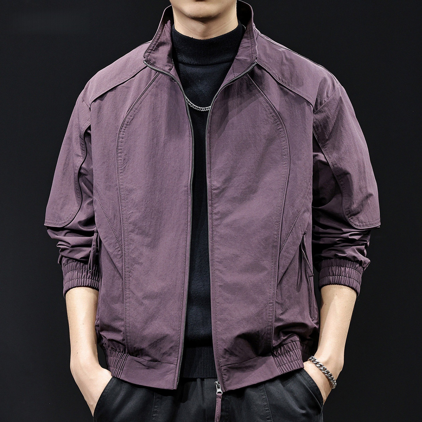 High-End American Style 2026 New Casual Stand-Collar Jacket Men's Outerwear Spring and Autumn Trendy Brand Spring Clothing Men's Wear