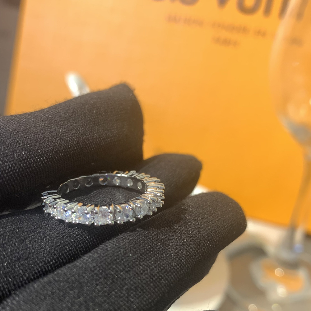 Fashion personality ins niche design sense of light luxury style index finger tail ring ring full diamond single row ring Women's wholesale