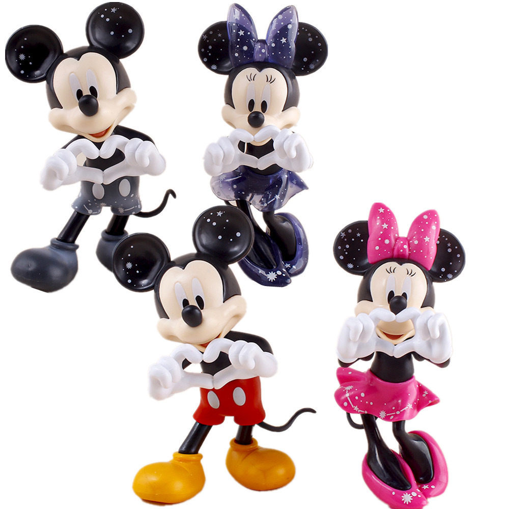 PVC Heart Mickey Minnie Couple Doll Cake Decoration Valentine's Day Hand Mickey Mouse Home Decoration