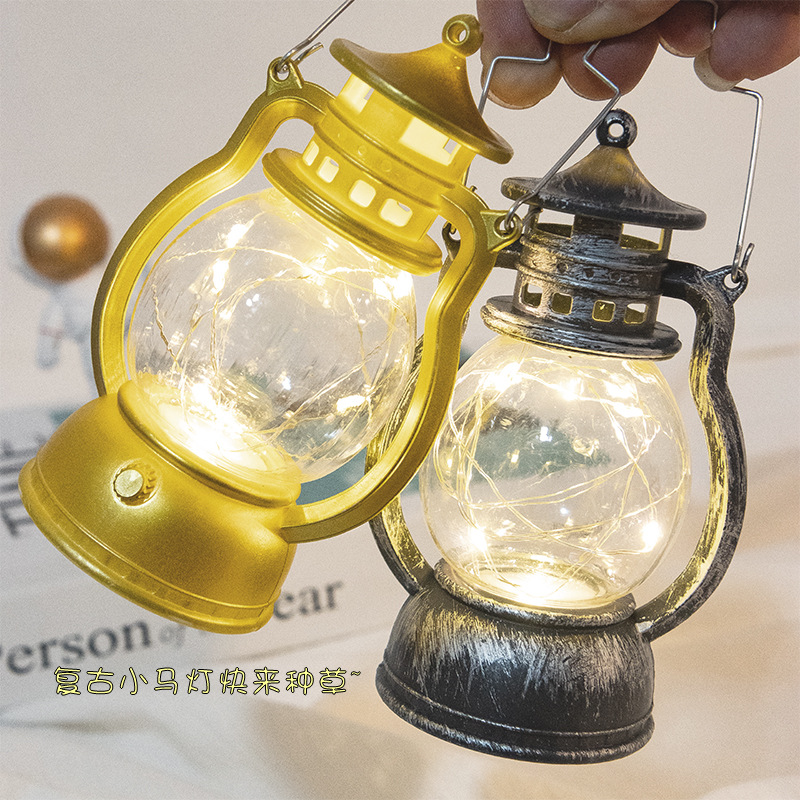 Vintage small oil lamp portable lamp night light LED small lantern birthday gift women send girlfriends decorations
