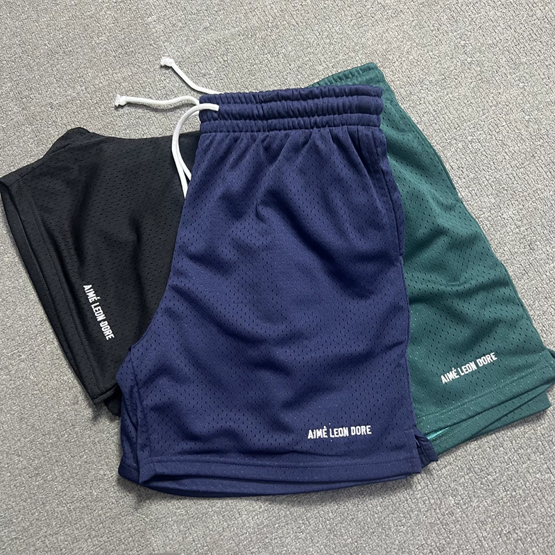 Aime Leon Dore Summer Simple Letter Printed Beauty Trendy Men's and Women's Loose Casual Sports Mesh Shorts Trendy