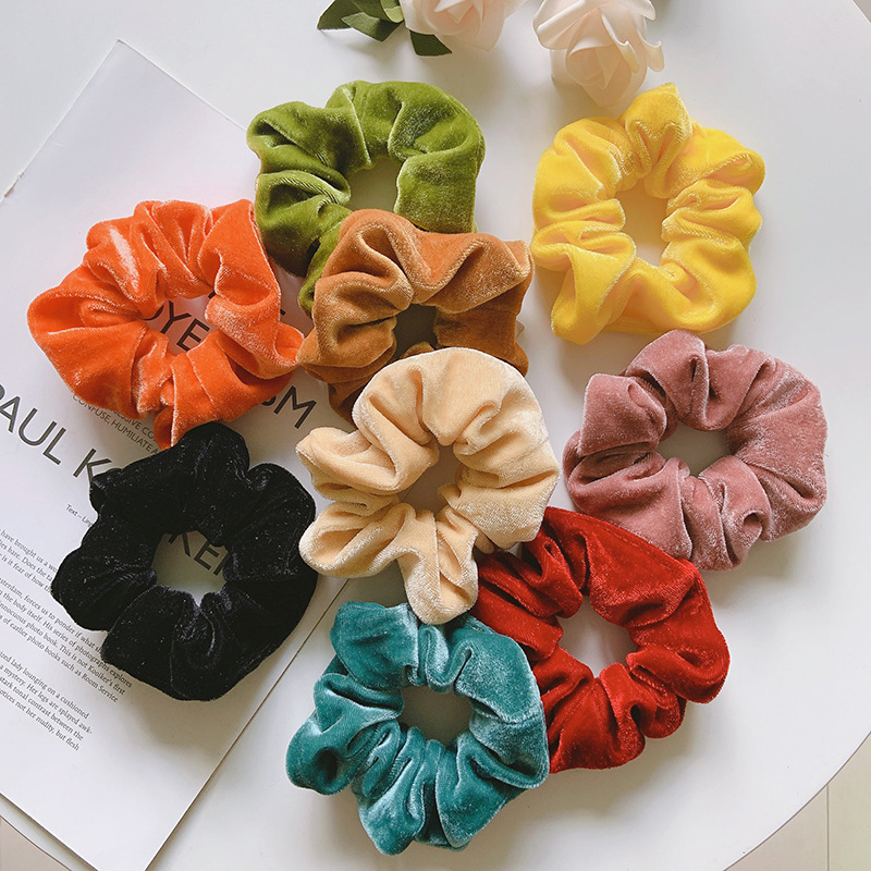 Candy Color Velvet Large Bowel Retro French Style Girl's Hair Rope Sweet All-match Balls Hair Rope Hair Rope Hair Accessories
