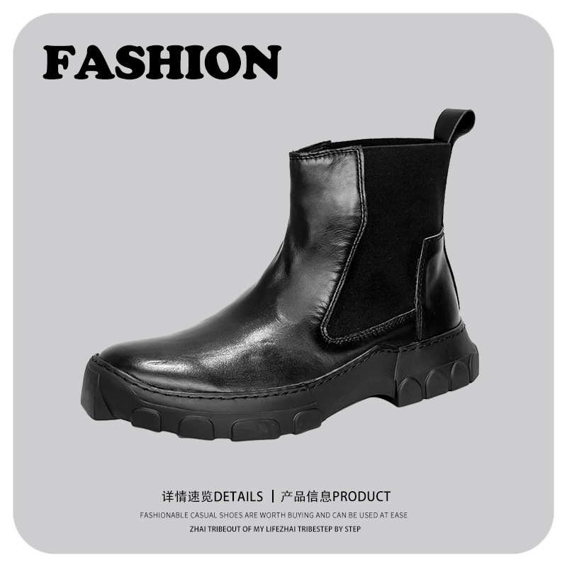 European and American Retro Trendy Thick-Soled Genuine Leather Chelsea Boots 2026 New Spring and Autumn Outdoor Workwear British Fashion Short Boots