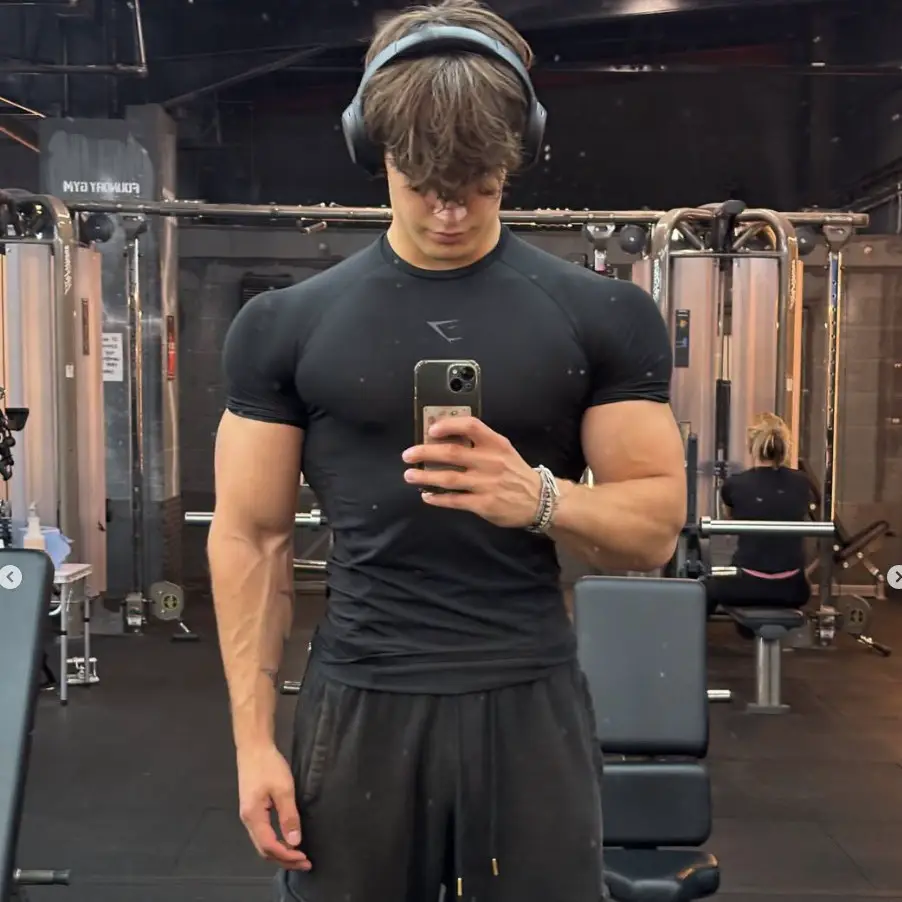 Gym Men's Sports Fitness Quick-Drying Breathable Elastic Slim Short-Sleeved Quick-Drying T-Shirt Ice-Printed Casual Running Top