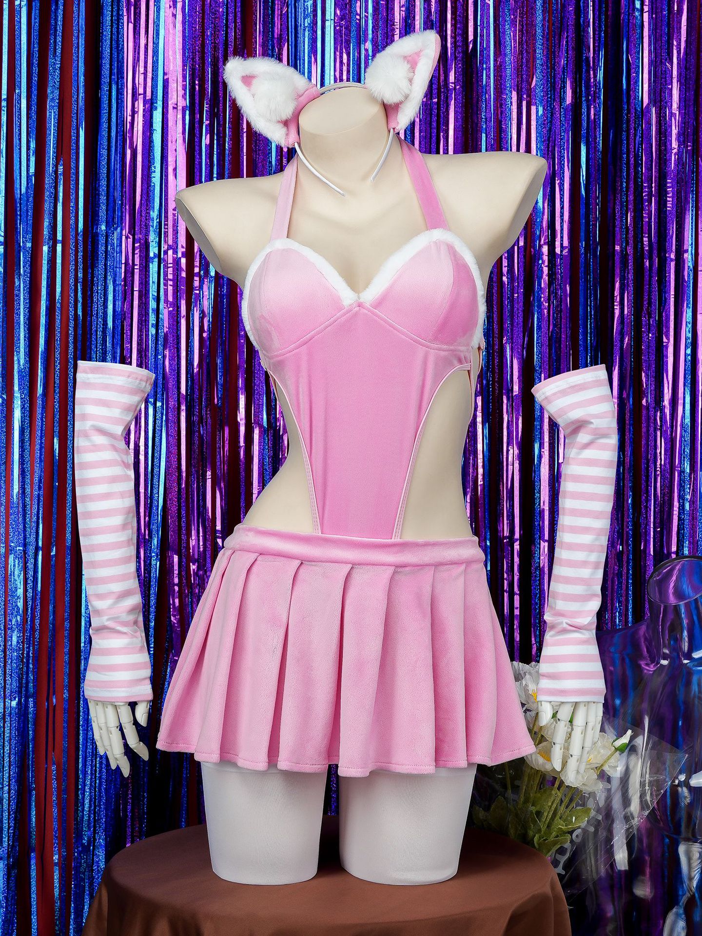Sexy Cat Girl suit one-piece uniform plush bunny party anchor performance suit suspender nightdress D420