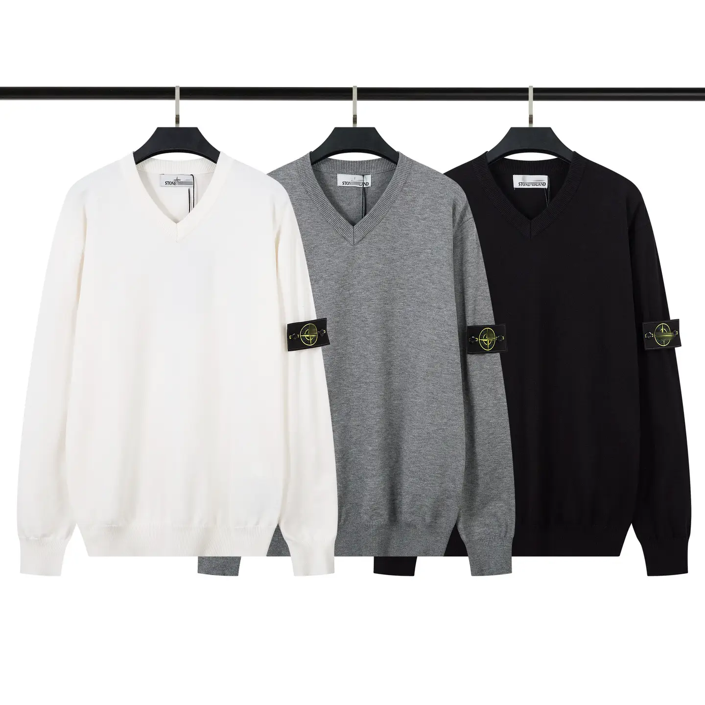 Stonesland Cross-Border Stone Badge Pullover Island Pure Color Men's Knitwear Knitwear Sweatshirt Basic Compass