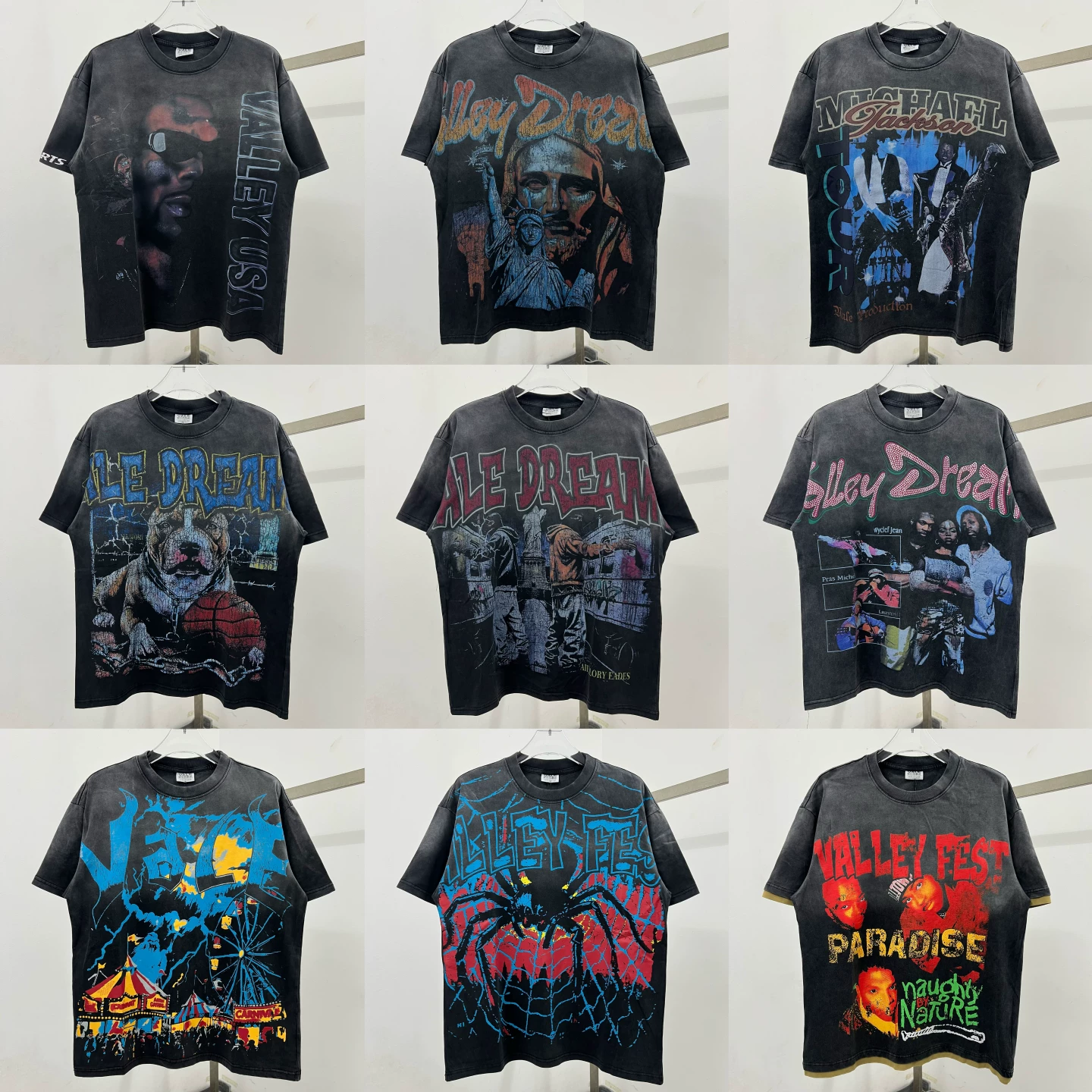 ValeForever American style printed short sleeved T-shirt for men and women, loose retro vintage vintage rock slogan, couple half sleeve