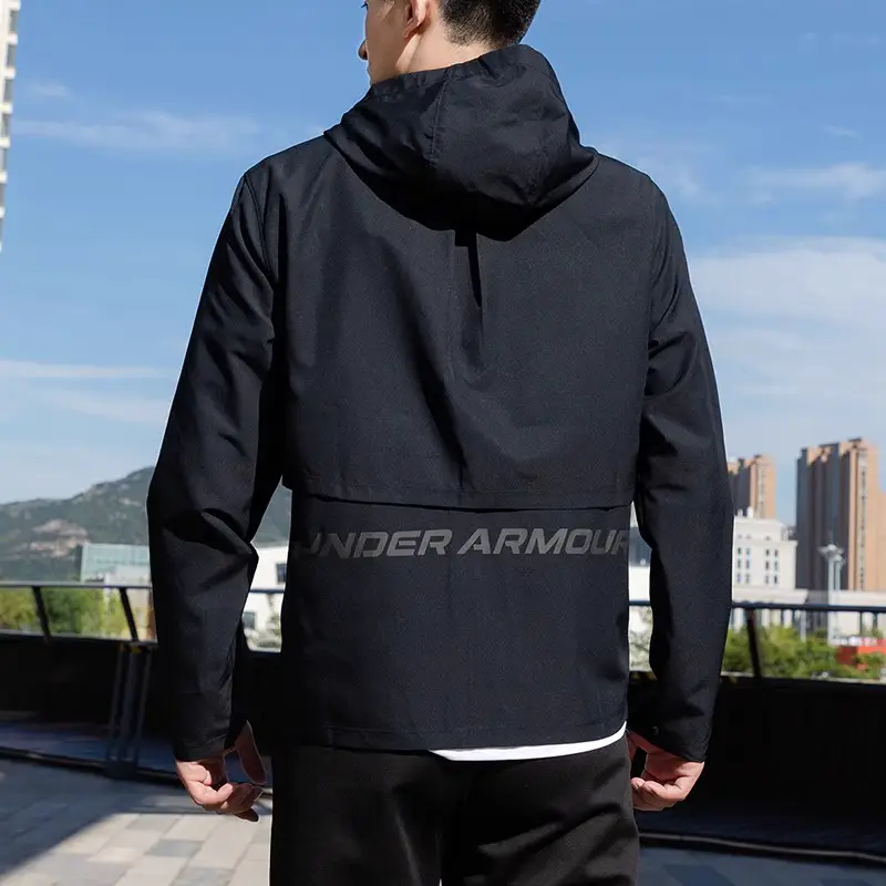 Under Armor Outwear Men's Woven Hooded Sportswear Spring Windproof and Water-Repellent Charge Hiking Running jacket