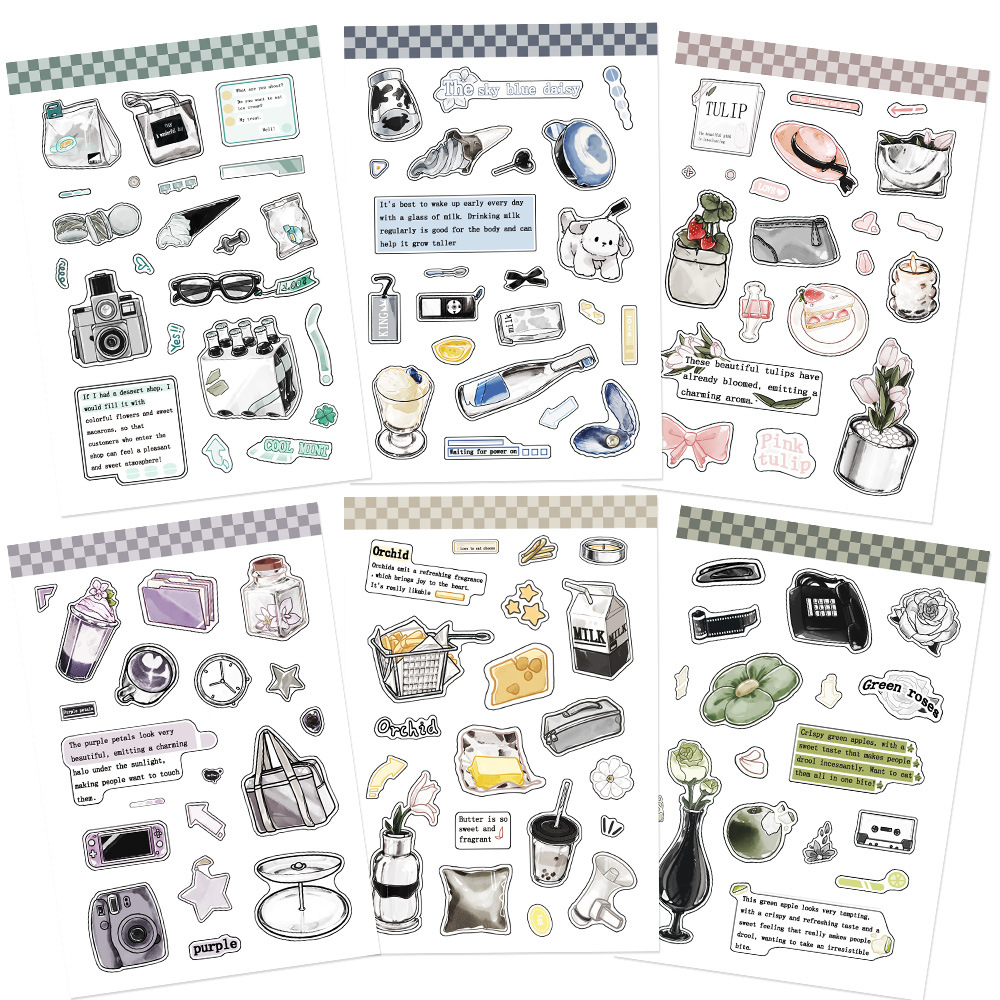 8 Waiting for Weekend Lazy Wind Collage Decoration Mobile Phone Back Card Notebook Storage Box Water Cup Sticker Waterproof