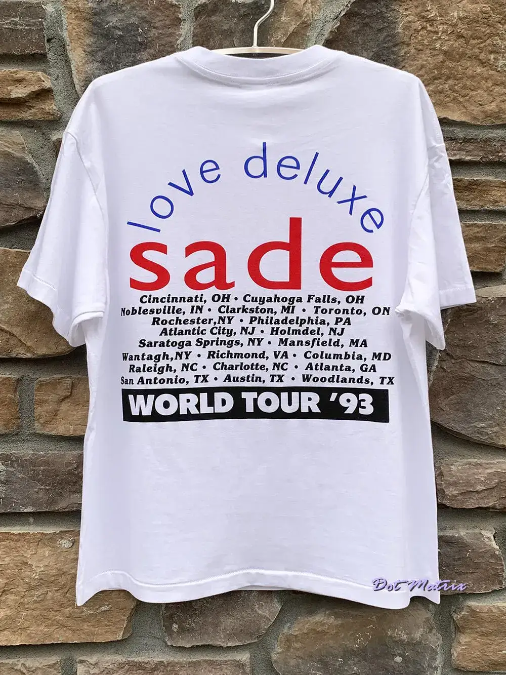 Vintage Sade Love Deluxe 93 Sandai Retro Black and White Trendy Brand Pure Cotton Loose Printed T-Shirt