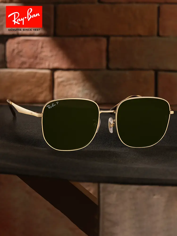 Rayban Ray-Ban Sunglasses Men Polarized Women's Fashion Sun Protection Metal Frame Glasses 0Rb3713D