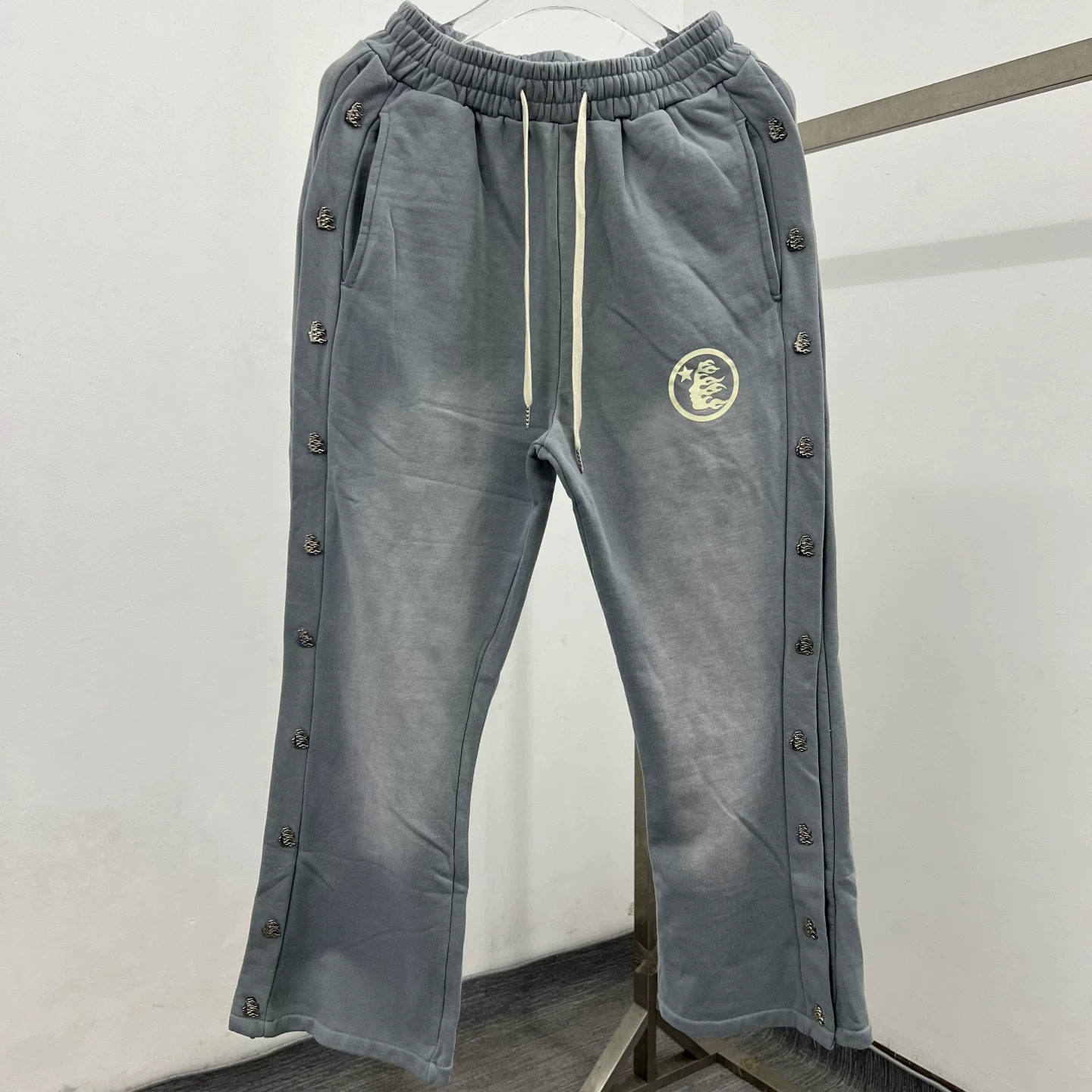 高品质地狱之星美式风做旧复古排扣运动直筒裤男女宽松休闲长裤男