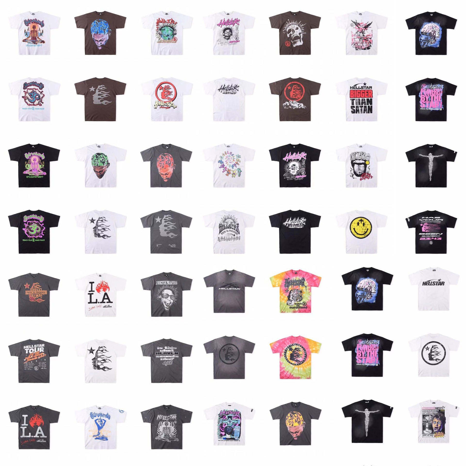Cross-Border Wholesale Vintage New American Fashion Brand Hell Star Series Tops Short-Sleeved T-Shirts for Men and Women