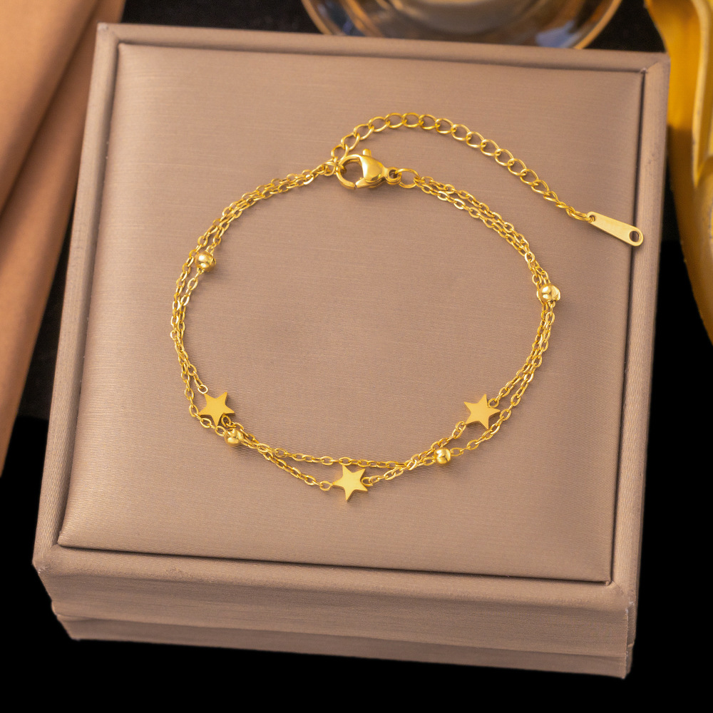 European and American 2025 New Titanium Steel Bracelets for Women, Fashionable and High-End Anklets for Women, Actually Titanium Steel Anklets for Women That Do Not Fade