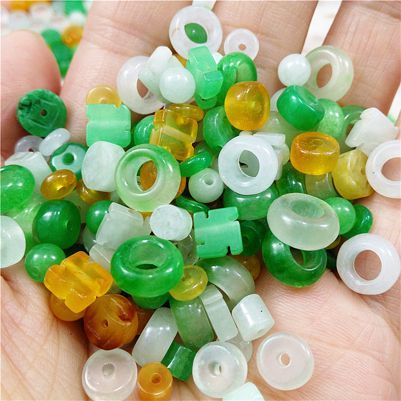 Jade Three-Color Jade Car Wheel Flat Bead Accessories Jade Spacer Beads Accessories Bracelet Spacer Safety Buckle Spacer Jewelry